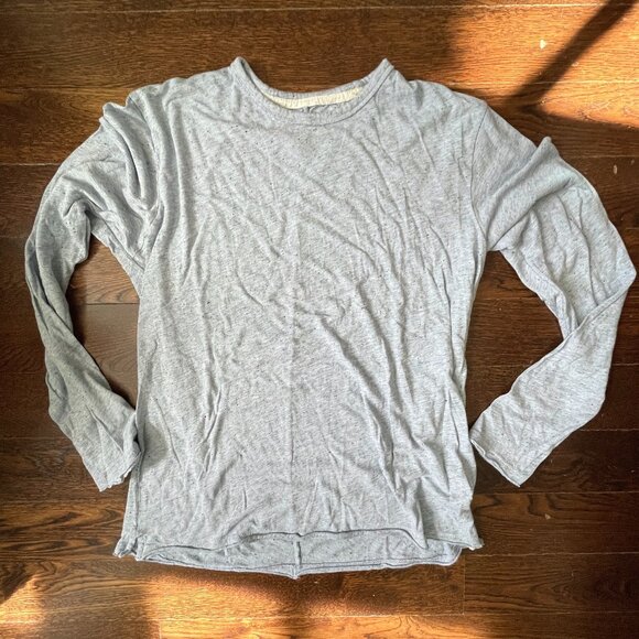 Rag & Bone Baby Blue Slub Long Sleeve Crew Neck Jersey Tshirt-Medium - Picture 1 of 7